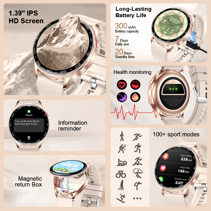 LIGE 2 في 1 TWS سماعة ساعة ذكي - مراجعة Smartwatch Headset وسعره