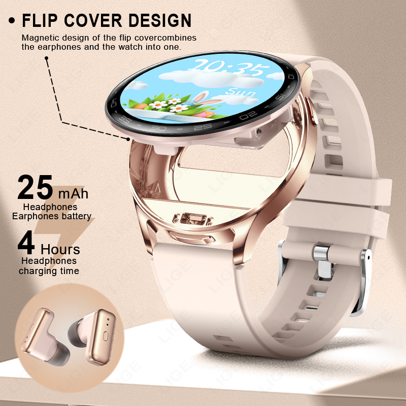 LIGE 2 في 1 TWS سماعة ساعة ذكي - مراجعة Smartwatch Headset وسعره