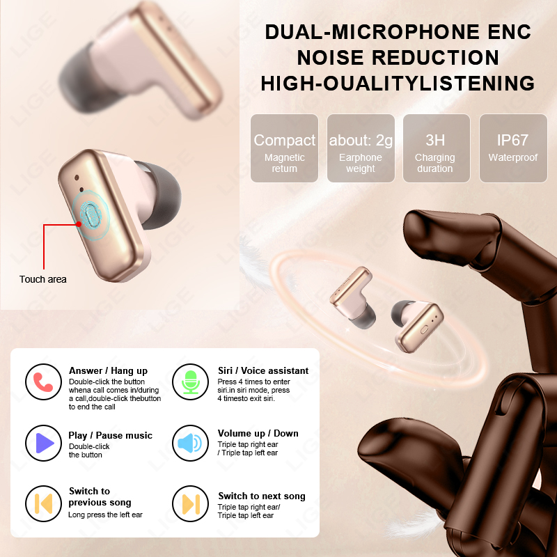 LIGE 2 في 1 TWS سماعة ساعة ذكي - مراجعة Smartwatch Headset وسعره