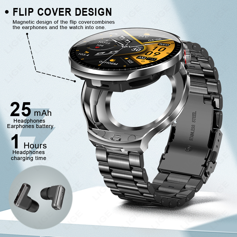 LIGE TWS 2 في 1 سماعة ساعة ذكي - مراجعة Smartwatch Headset وسعره